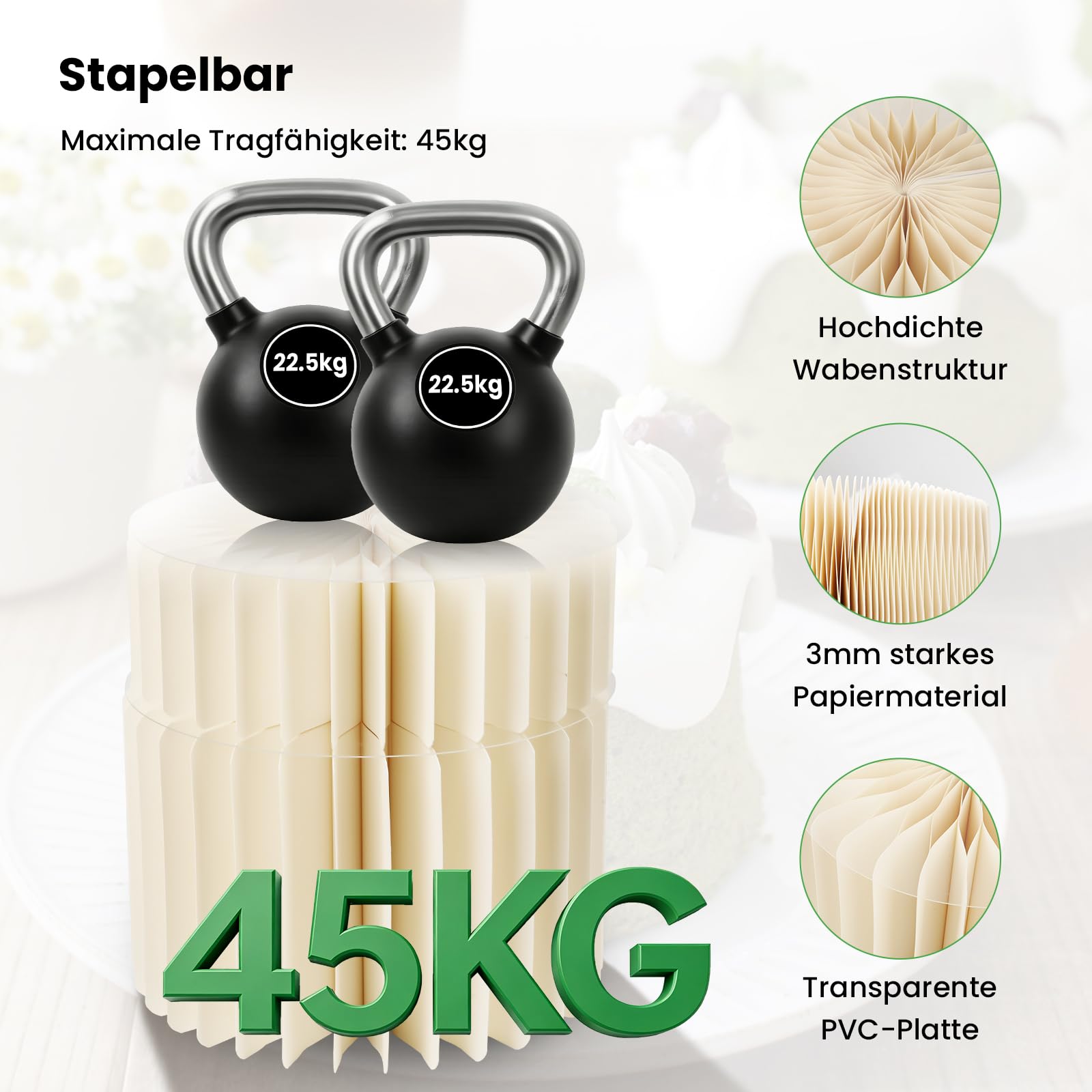 GEEKHOM 6 Stück Faltbare Buffet Zubehör, Buffet Ständer Etagenaufbau, Tortenständer Präsentationsständer, Cupcake Ständer mit Stabilen Pvc Platten für Hochzeit Geburtstag Cupcake Candy Bar