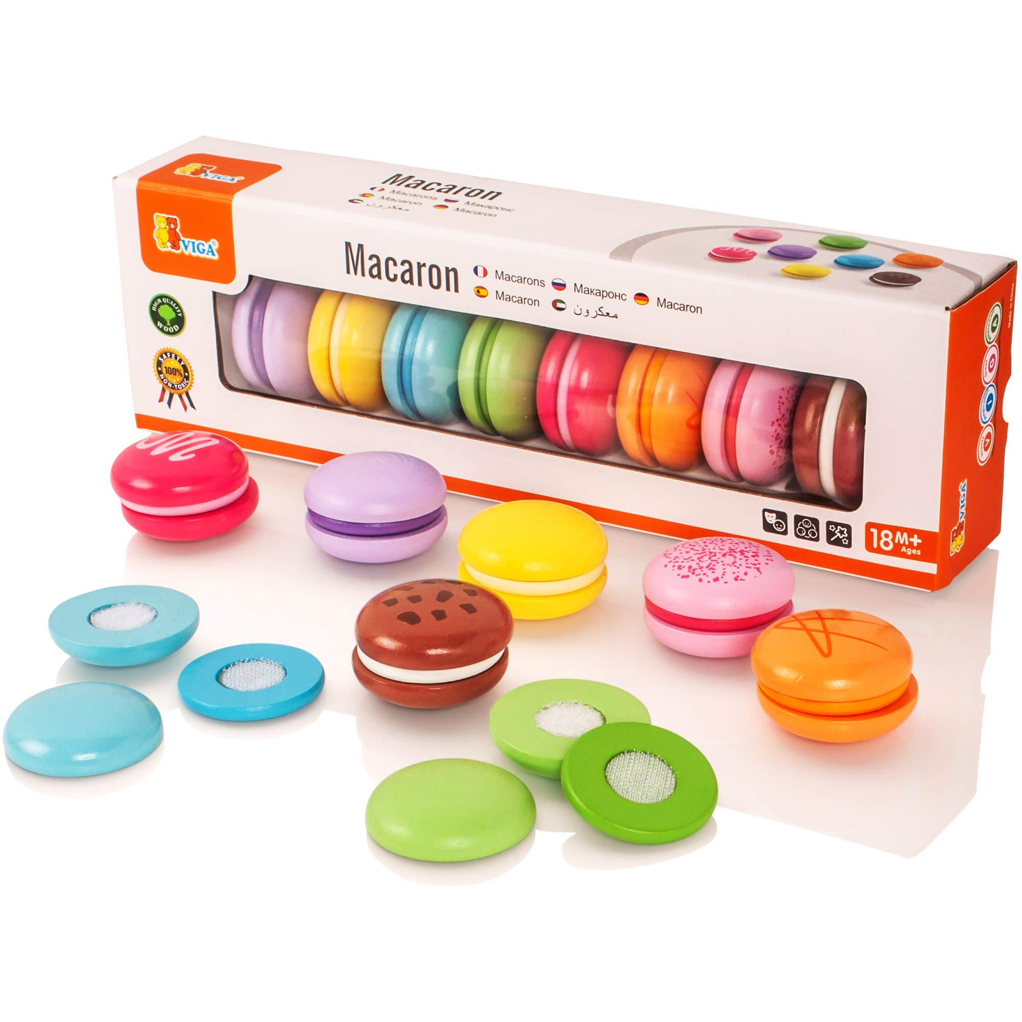 VIGA 50807 VIGA zestaw 8 ciastek z zabawkami Macaron, różne kolory, 30 x 9,7 x 5,2 cm (50807)
