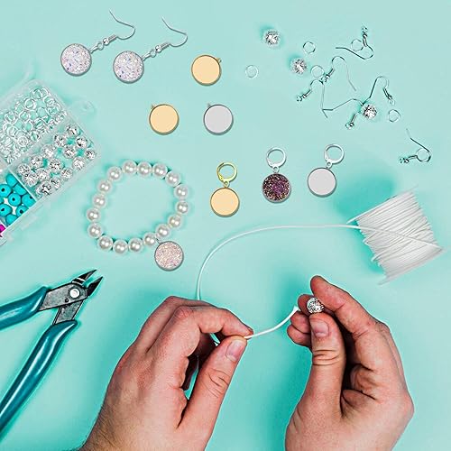 Miniatura 5 de YaeYur 60 bandejas colgantes redondas de bisel en blanco, base de cabujón, bandeja de bisel en blanco, base de bisel en blanco para colgar en blanco