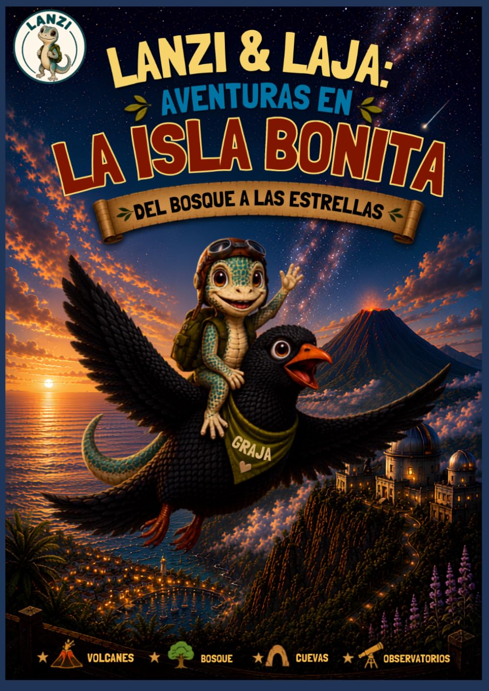 Lanzi & Laja: Aventuras en la Isla Bonita: Del bosque a las estrellas: Un libro de aventuras para colorear en La Palma (Las aventuras isleñas de Lanzi)