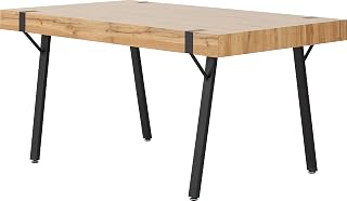 Seconique Dining Table, Engineered Wood, Light Oak Effect/Black, W 1500mm x D 900mm x H 760mm