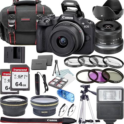 Canon Cámara sin espejo EOS R50 con lente de 0.709-1.772 in + filtros de lente + estuche + paquete de accesorios (renovado) disponible en Yaxa Venezuela