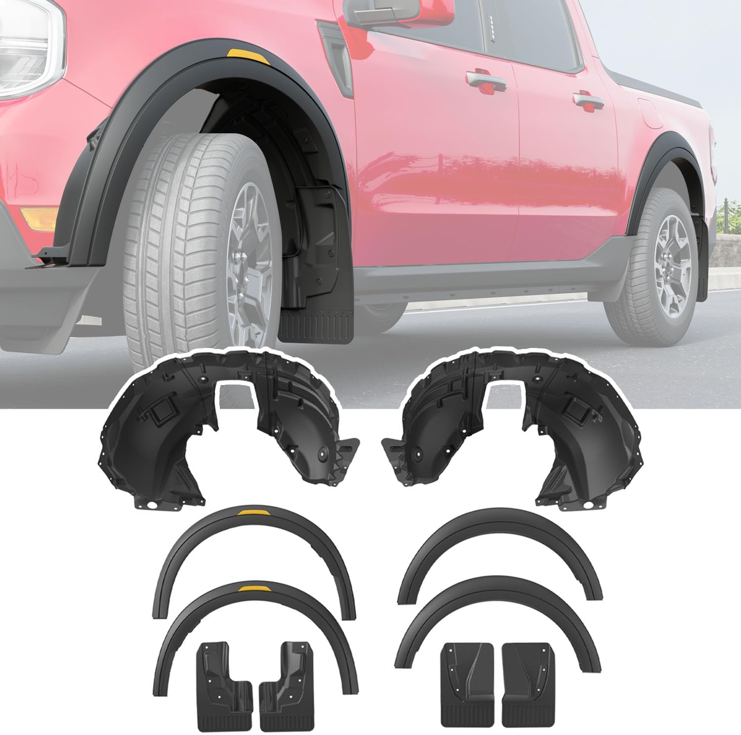 Mudflaps Fender Flares Compatible with 2022-2025 Ford Maverick Splash Guards Wheel Guards Front Wheel Well Liner Replacement for 2022-2025 Ford Maverick Accessories