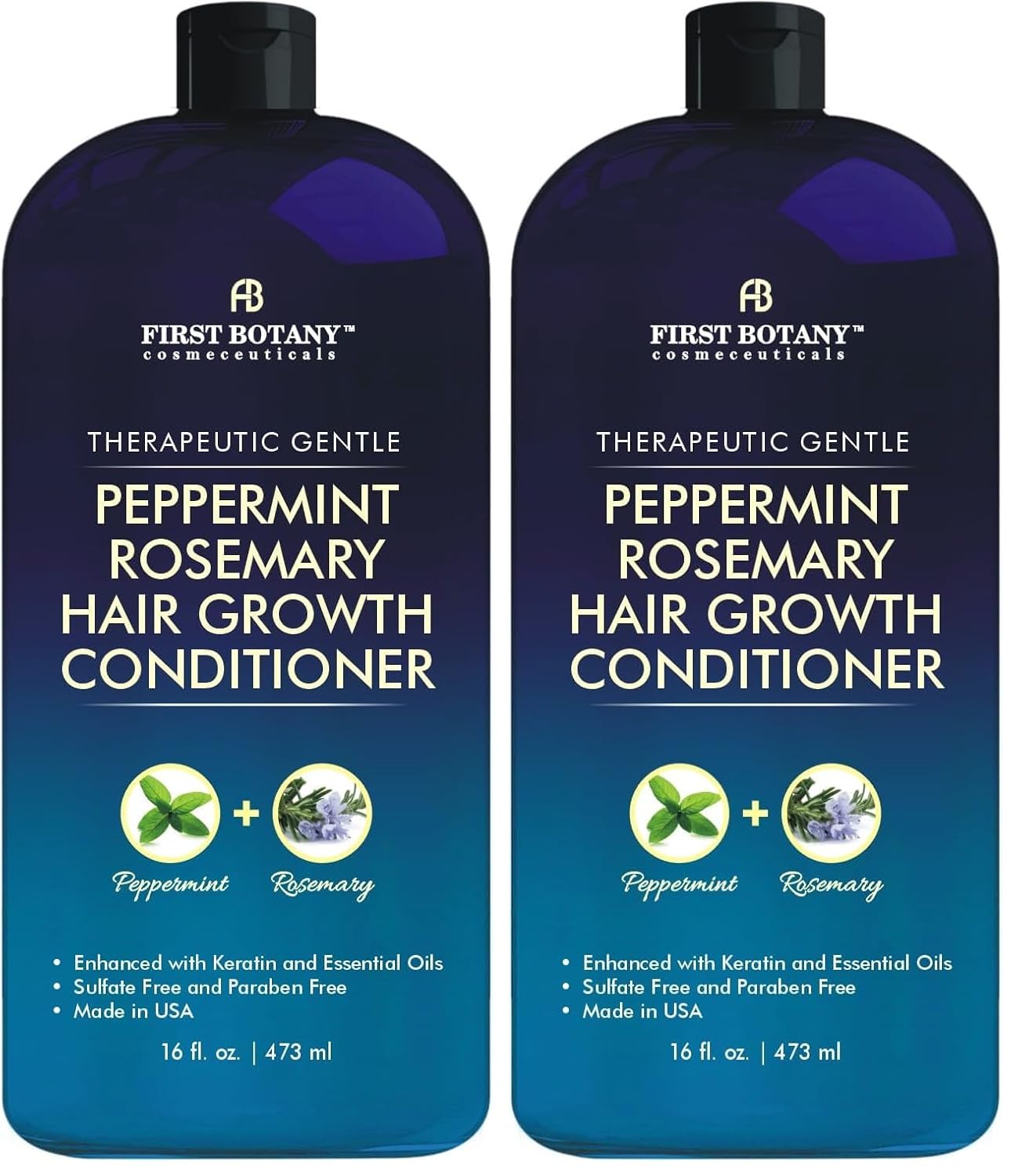 Peppermint Rosemary Hair Regrowth Conditioner - Anti Hair Loss product, Daily Hydrating, Detoxifying, Volumizing Conditioner and Fights Dandruff For Men and Women 16 fl oz (Pack of 2)