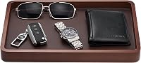 ProCase Wooden Valet Tray for Men - Dark Brown Catch-All EDC Organizer, Nightstand Entryway Holder for Keys, Wallet, Phone, Watch