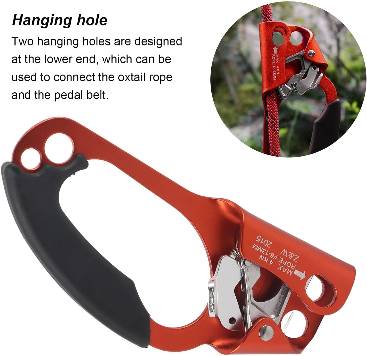 JEOZBM Climbing Hand Ascender, Mountaineering Tree Arborist Climbing Rappelling Equip, Right Hand Ascender for 8-12MM Rope, Strong Rappelling Gear Equipment