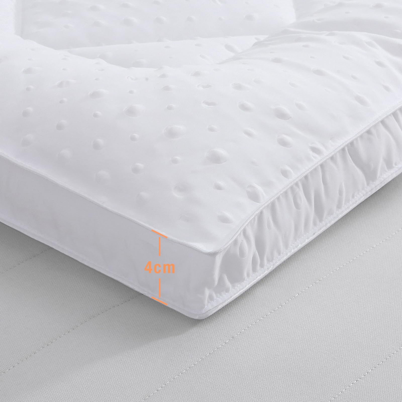 Surmatelas 100x200 cm Microfibre, Dessus de Matelas Moelleux Matelassé Respirant Lavable avec Sangles Elastisques, sur Matelas 1 Personnes 100x200 et canapé canapé-lit, Blanc