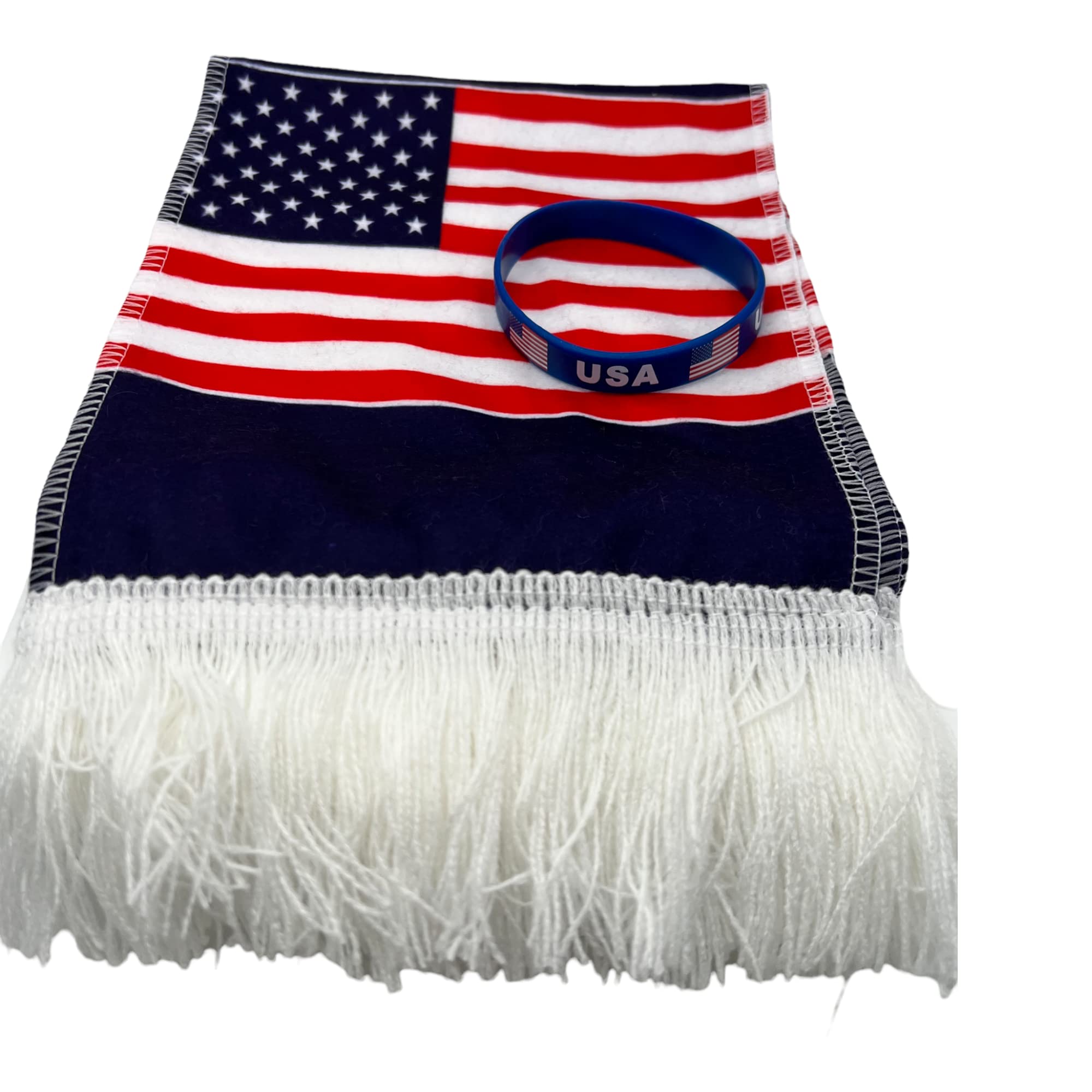 Usa Fans Soccer 2 Piece Kit World Cup Scarf and Printed Rubber Bracelet, Blue, Large