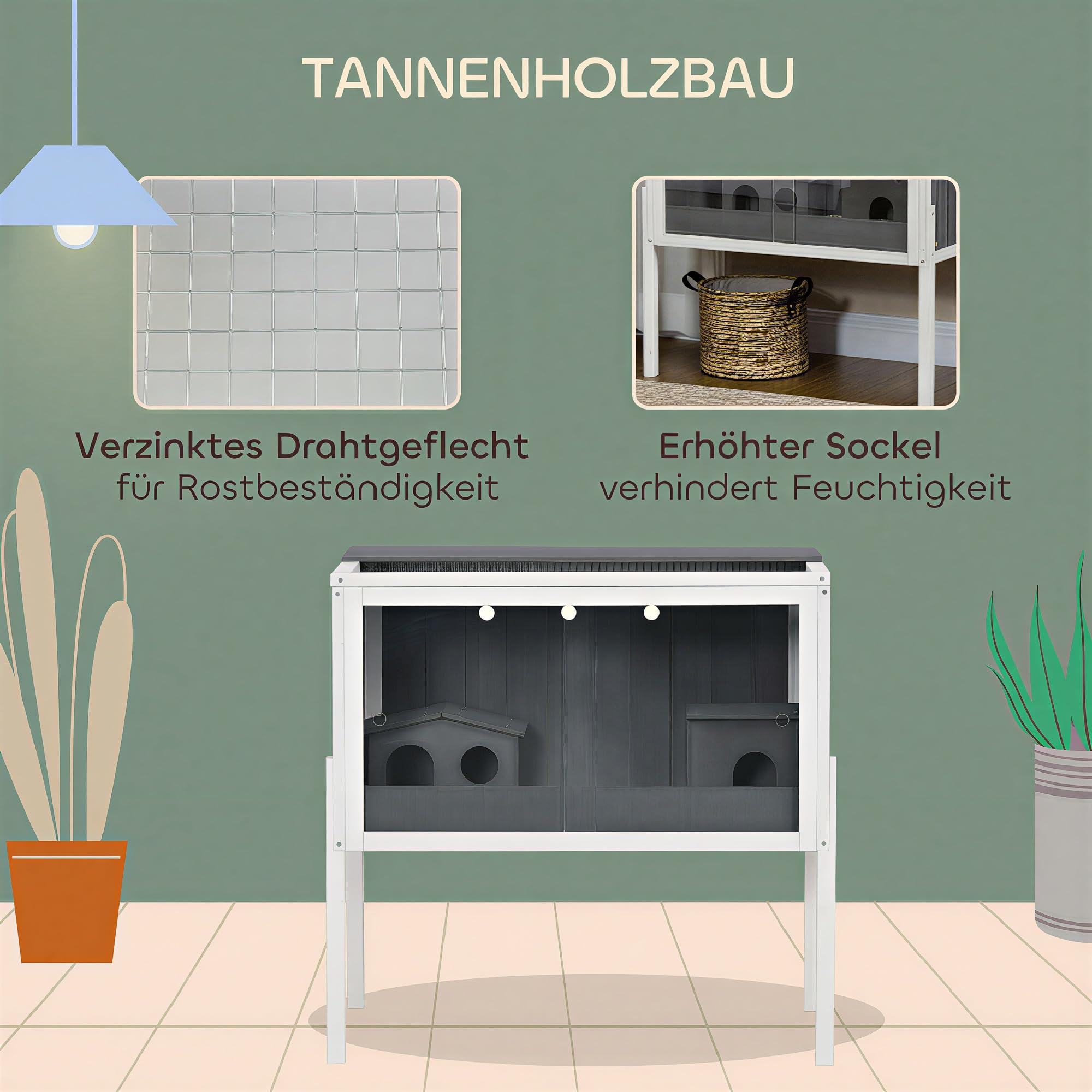 PawHut Hamsterkäfig mit Schiebetür für Zwerghamster 82 x 45 x 81 cm Grau