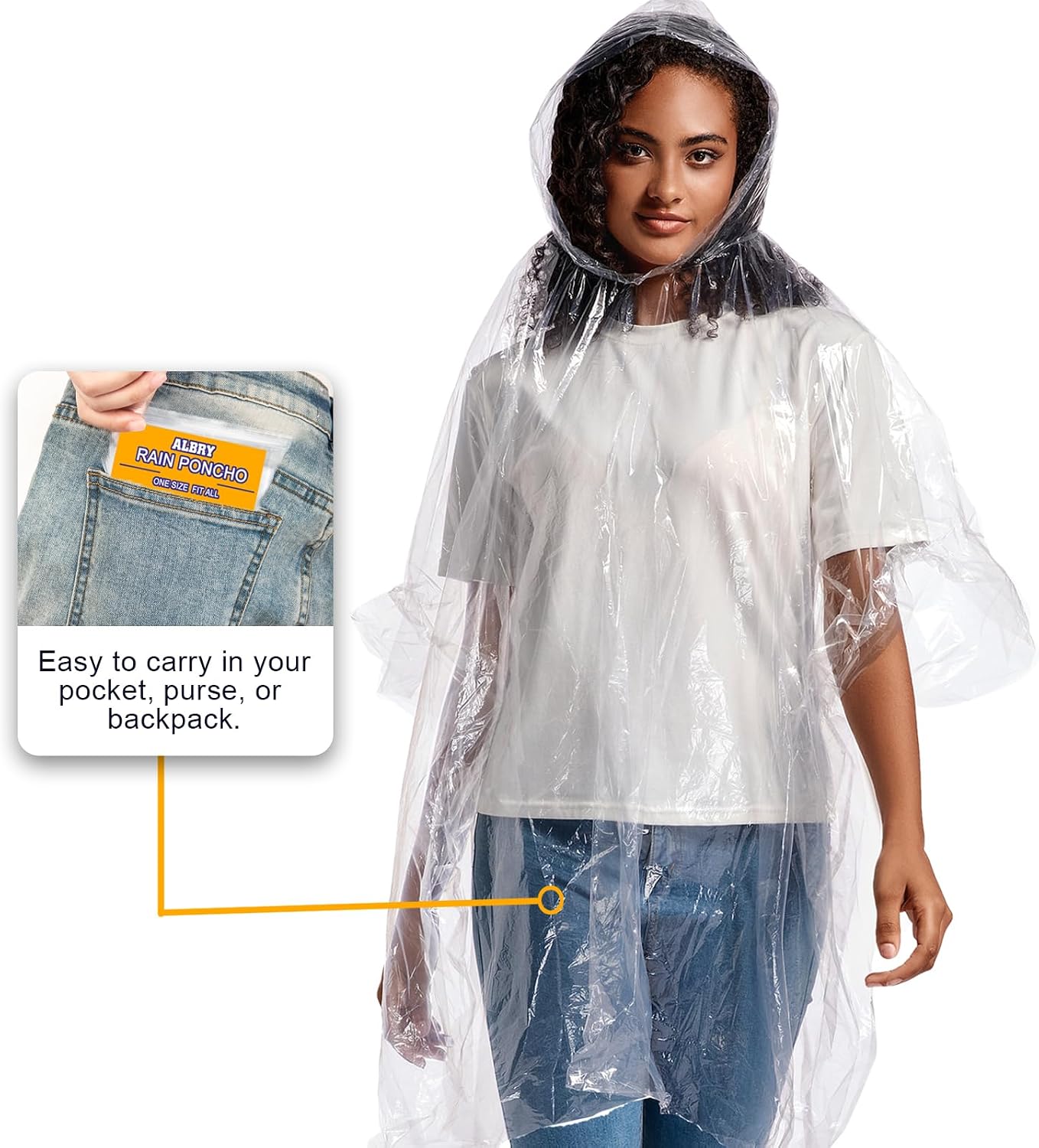 Rain Ponchos for Adults - Clear Disposable Ponchos Family Pack for Disney World & Outdoor, Lightweight,