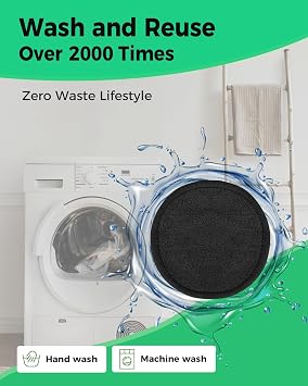 ProCIV Reusable Makeup Remover Pads, 25 Packs Organic Washable & Eco, Black