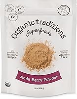 Vista 6 de Organic Traditions Polvo de Bayas de Amla Orgánico, Amla en Polvo Grosella India Orgánica, Superalimento Orgánico en Polvo Sin Transgénicos, Bolsa