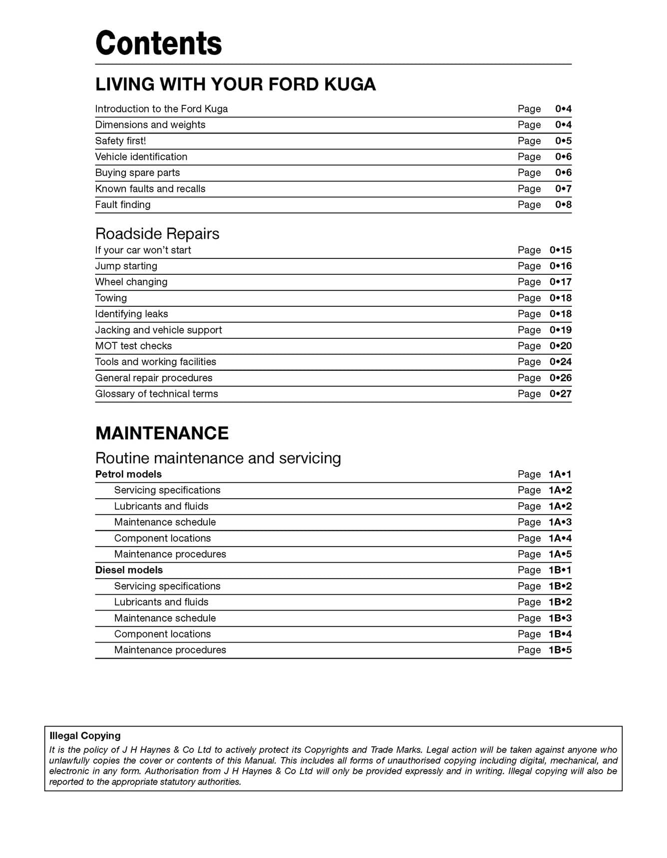 Ford Kuga 2013 - Feb 2020 (62 to 69) Haynes Repair Manual