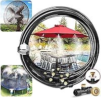 Landgarden 33ft Outdoor Misting Cooling System with 12 Brass Nozzles for Patio Garden Greenhouse