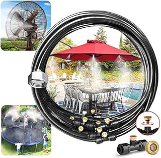 Landgarden 33ft Outdoor Misting Cooling System with 12 Brass Nozzles for Patio Garden Greenhouse