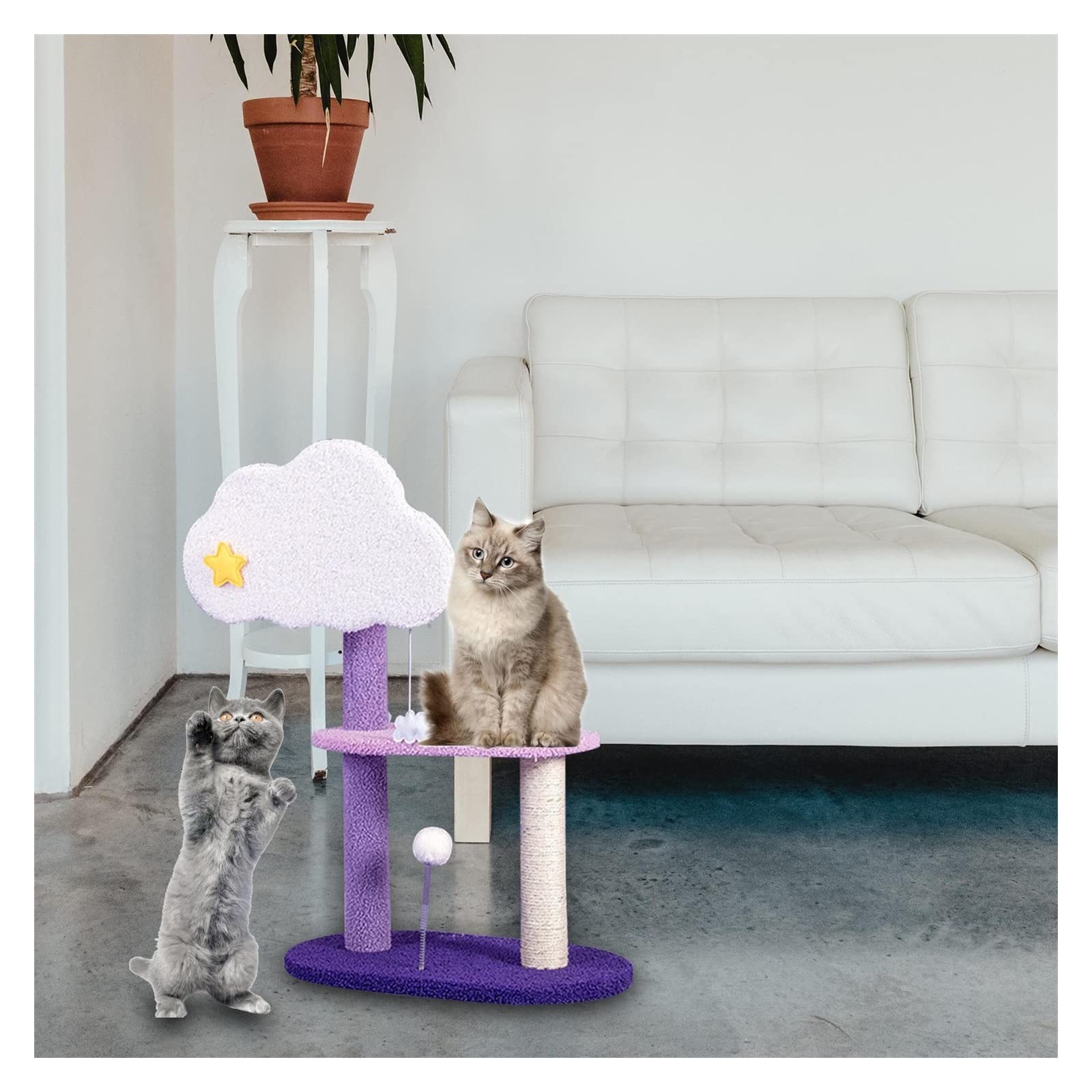Albero da Arrampicata per Gatti Tiragraffi for Gatti a 2 Strati Albero tiragraffi for Gatti for macinare Artigli for Giocare al Coperto Tiragraffi, Torre per Gatti