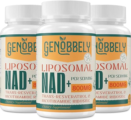Suplemento liposomal de NAD+ de 800 mg con ribósido de nicotinamida 200 mg, Trans-Resveratrol 100 mg - Suplemento de NAD verdadero para reparación
