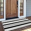 OJIA Black and White Striped Outdoor Rug 24''x51'' Washable Front Door Mat Outdoor Entry Rug Doormat Outside Door Mat Cotton Woven Indoor Area Rugs for Porch/Entryway/Entrance Decor