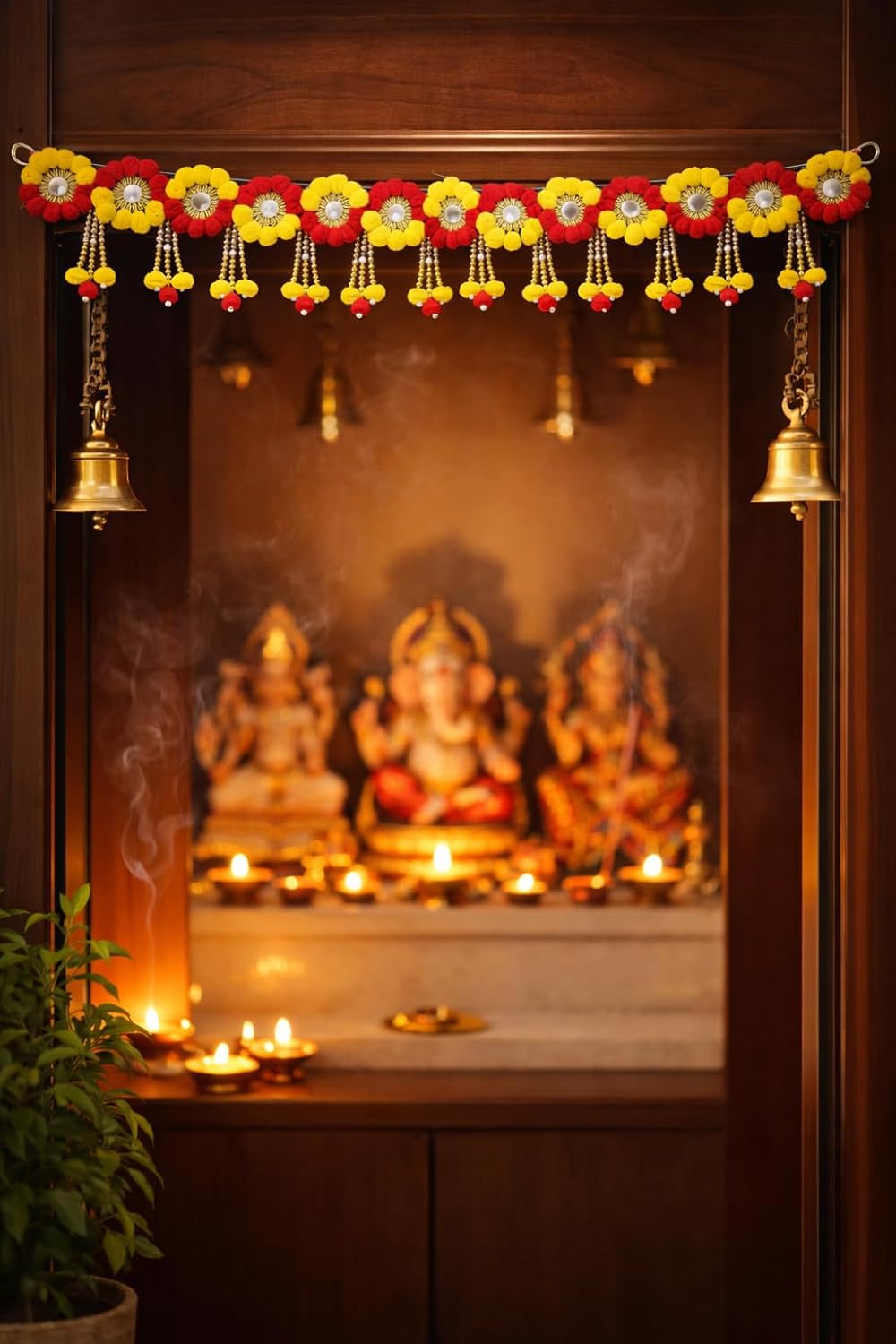 Handmade Decorative Beads Toran, with Gota Chakri, Pom Pom, & Mirror, Size - 40 * 6 Inch, Perfect Used for - Home Decor, Festival Decoration, (RK-T151)