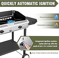 Vista 3 de Bestfire Estufa de propano de 2 quemadores, estufas de gas para acampar al aire libre, 150,000 BTU, encendido automático con regulador y estantes