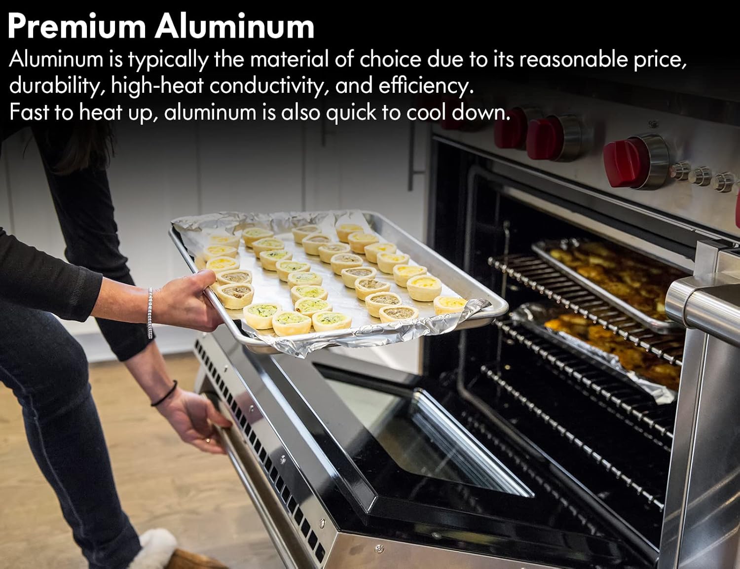 CURTA 6 Pack Aluminum Sheet Pan, NSF Listed Half Size 18 x 13 inch Commercial Bakery Cake Bun Pan, Baking Tray - Image 4