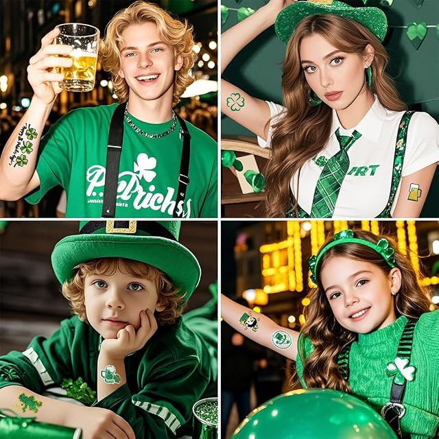 Foto 5 de 7 de 12 Hojas de Tatuajes Temporales St. Patrick's Day, Pegatinas Trébol