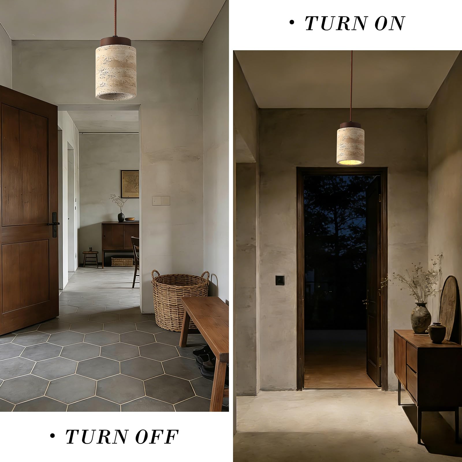 7W Natürliche Travertin Hängeleuchte Wabi Sabi Stil Deckenlampe Deko Hängelampe Höhenverstellbar Lampen Moderne Pendelleuchte Küchenlampe für Schlafzimmer Esszimmer Wohnzimmer Küche Diele