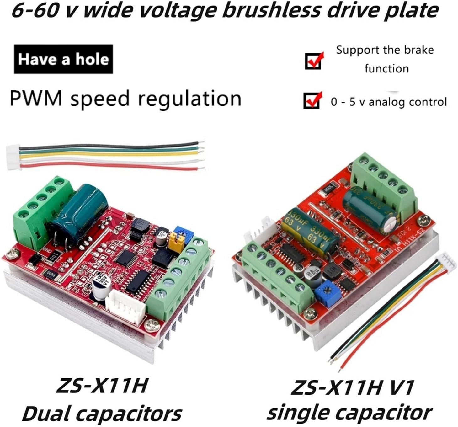 Comparison of ZS-X11H and ZS-X11H V1 BLDC motor controllers