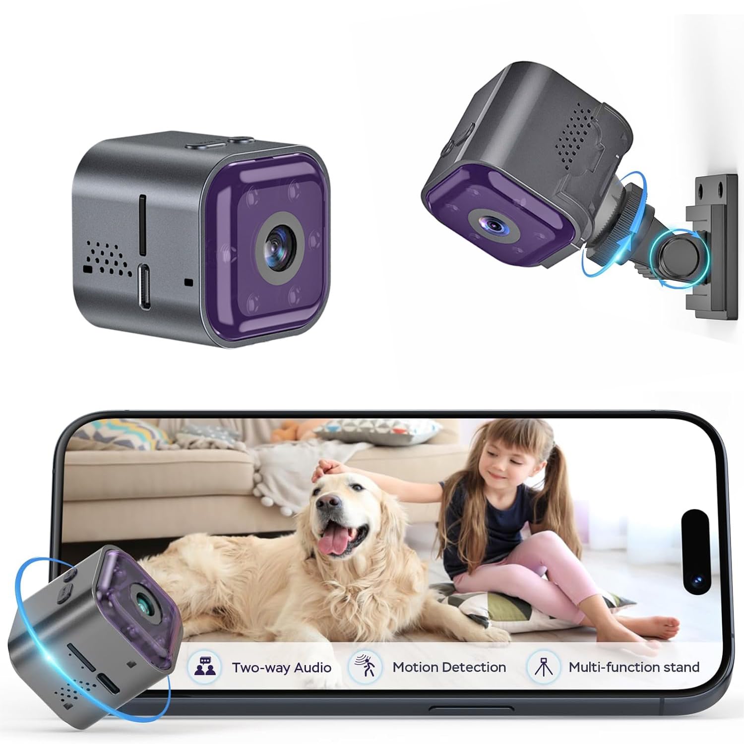 Amazon.co.jp: 超小型カメラ 隠しカメラ 防犯カメラ スパイカメラ 紫色