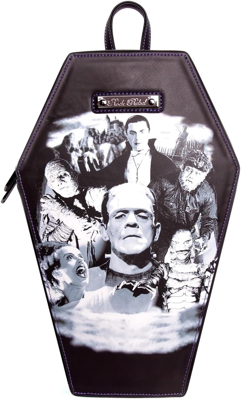Rock Rebel Monsters Collage Coffin Backpack
