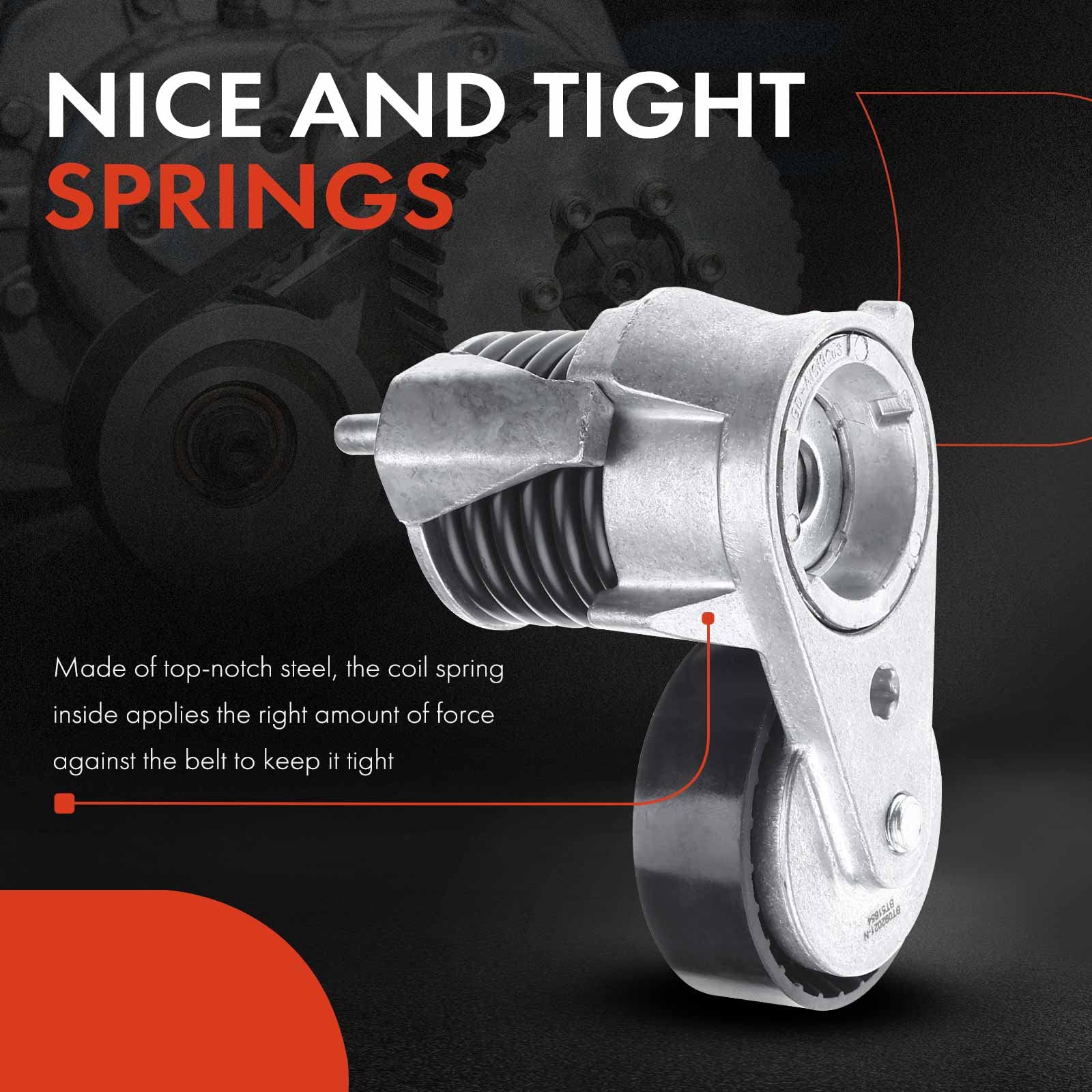 A-Premium Belt Tensioner Assembly with Pulley Compatible with Volvo C30 2007-2013, C70 2006-2013, S40 2004-2011, V50 2005-2011, Replace# 31251654, 8M5N6A228BA