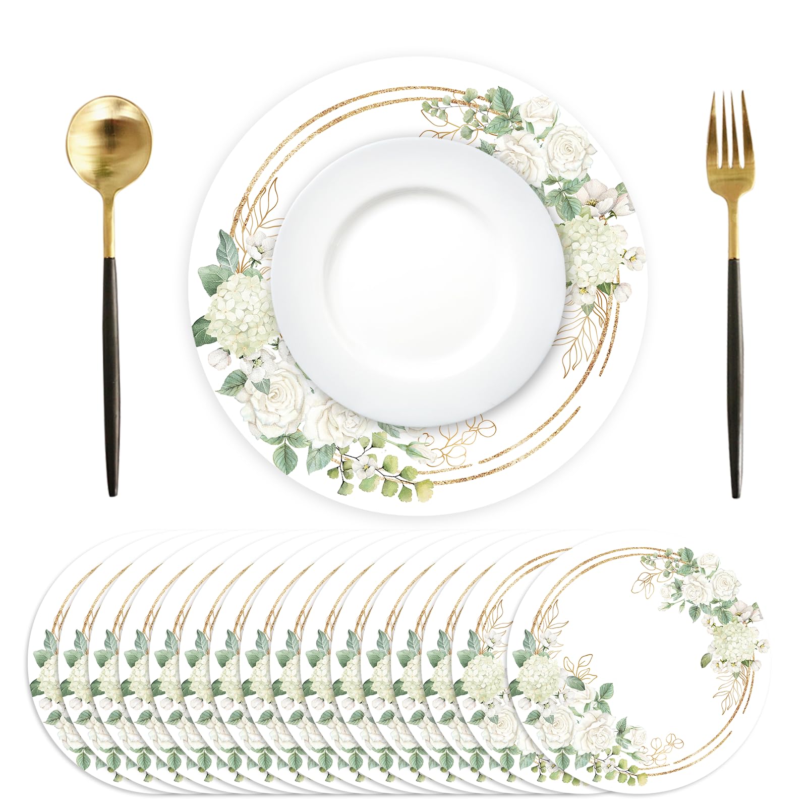 Sets de table en papier motif floral ajouré blanc Tarklanda chic pour table de mariage