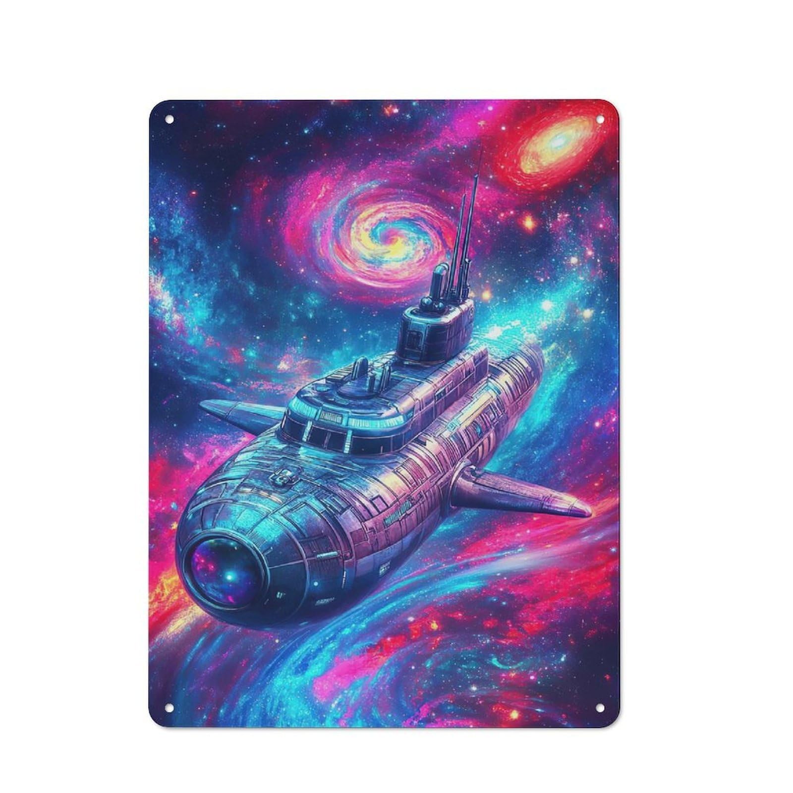 Vintage Space Submarine Metal Plaque 40x30cm, Bistro Wall Plaque for Coffee Bar, Kitchen, Bistro Or Tea Corner