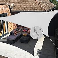 Vista 1 de Windscreen4less Vela de Sombra Solar Impermeable de 10'x10' Rectangular Cubierta de Toldo con Bloqueo UV para Patio Trasero, Terraza, Cubierta, claro