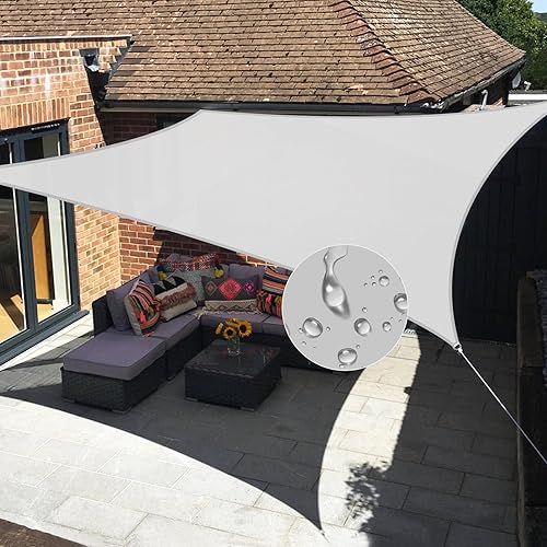 Windscreen4less Toldo rectangular impermeable de 10 x 13 pies con bloqueo UV para patio trasero, terraza, balcón, pérgola, jardín (gris claro)