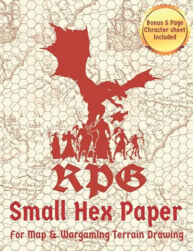 RPG Small Hex Paper For Map &amp; Wargaming Terrain Drawing: 5 in 1 Inch Hexagonal Grid Paper For Role Playing Table Top &amp; War Games With SMALL Hexagons | ... Design Cover With 1 Bonus Character Sheet |