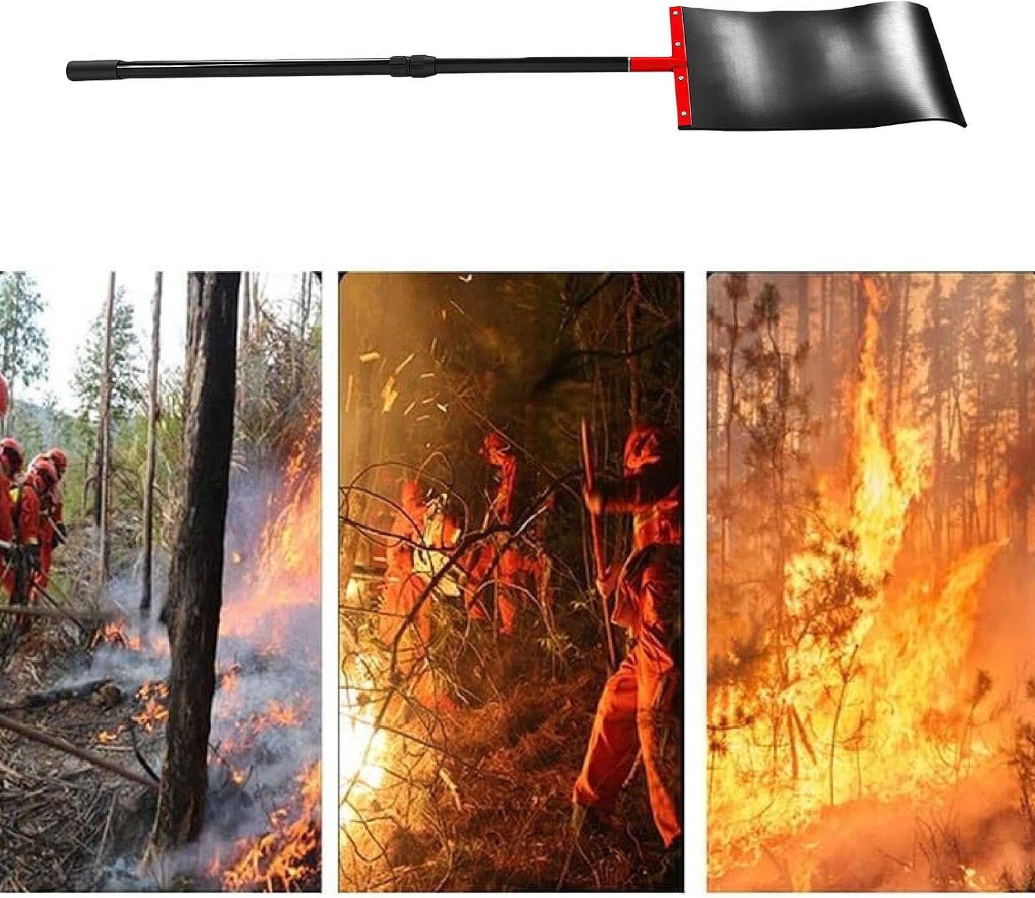 Fafeicy Fire Extinguishing Mop, with Carry Bag, 1.3 Meter Aluminum Shaft | Telescopic Handle Rubber Strips for Forest Grassland, Rapid Attack Tool