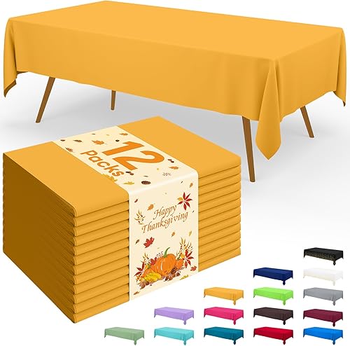 Miniatura 36 de Smiry - Juego de 6 manteles desechables, manteles rectangulares impermeables de 54 x 108 pulgadas para fiestas, mantel de plástico decorativo, a