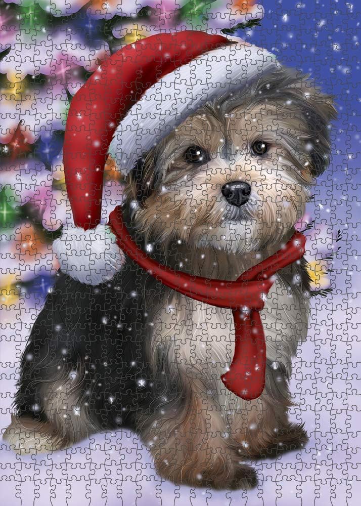 Christmas Winterland Wonderland Yorkipoo Dog Jigsaw Puzzle for Adults - Animal Printed Interlocking Puzzle Game Artwork - Gift for Dog Lover's -1000 Pcs 29.5"x19.7", PZLE55429
