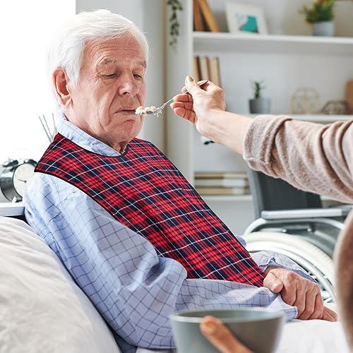 Miniatura 7 de XKDOUS 2 piezas baberos para adultos para hombres, lavables, reutilizables, impermeables, baberos grandes para adultos, protector de ropa