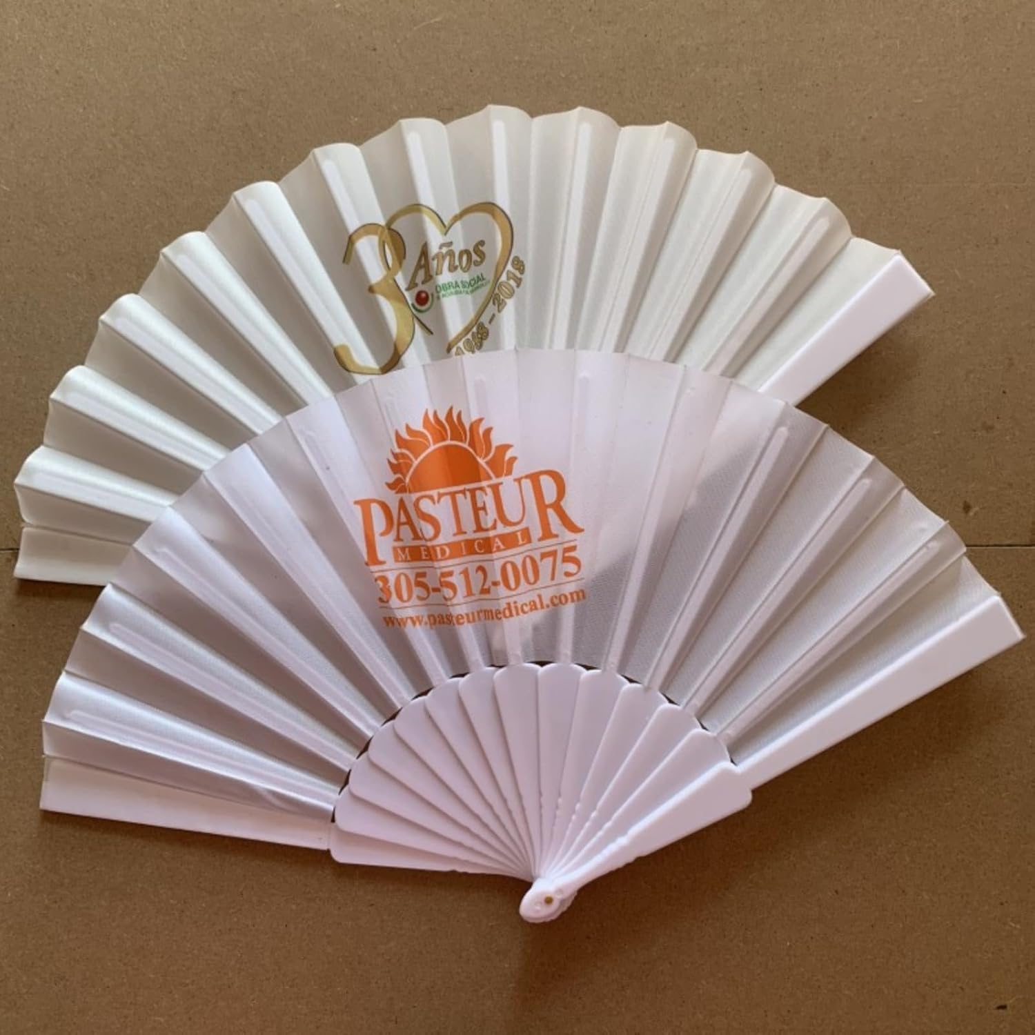 YHN Customized Plastic Folding Fan with Advertising Logo Print for Promotion or Decoration，personalized Wedding Fan (White,20PCS)