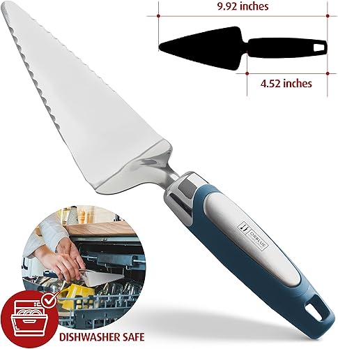 Miniatura 5 de Orblue Servidor para tartas, herramienta esencial de cocina, dentada en ambos lados, ideal para chef diestro o zurdo, cubiertos de acero inoxidable,