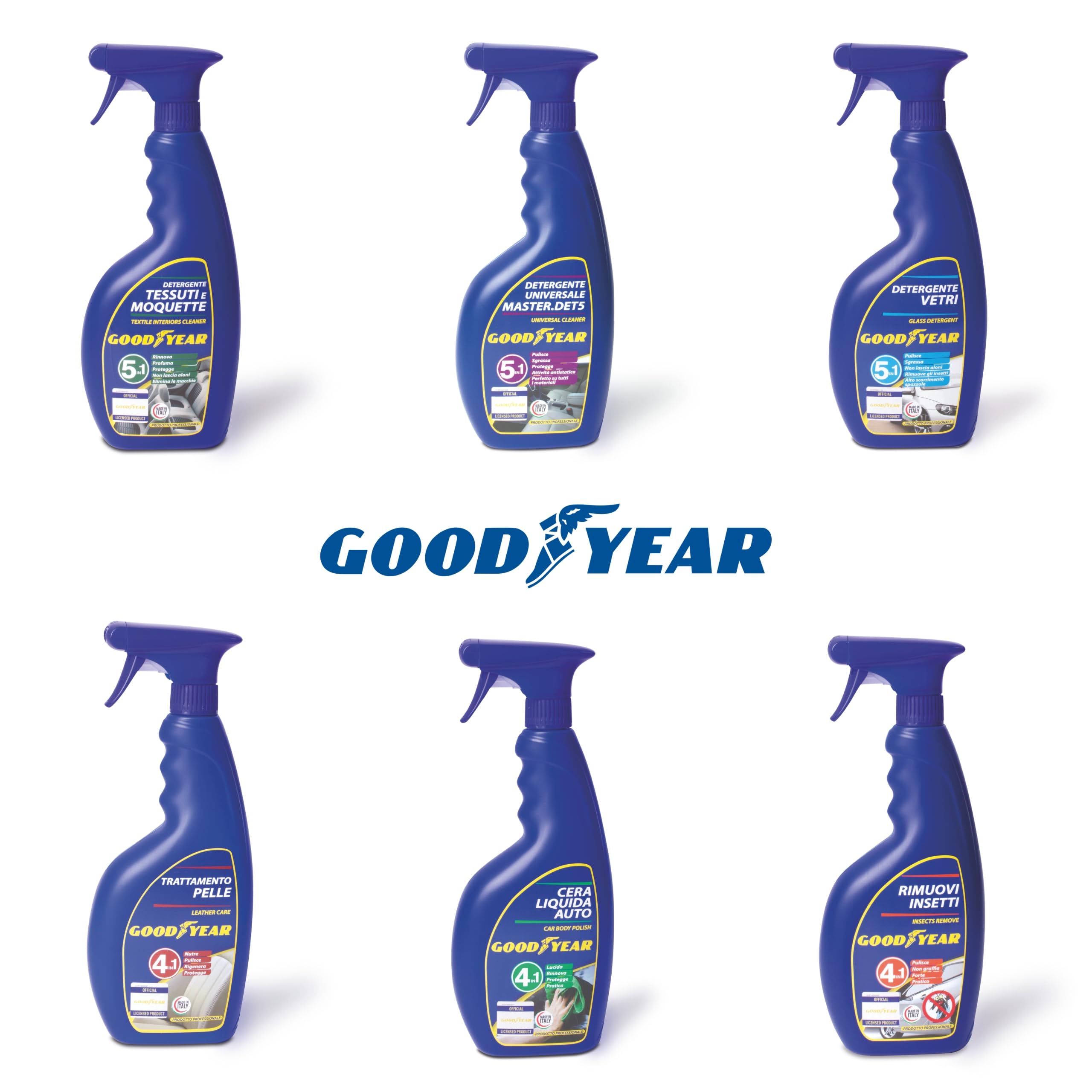 Goodyear Detergente Tessuti e Moquette 750 ml 5 in 1 – Pulitore Interni Auto