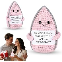 6 Year Iron Anniversary Crochet Gifts for Him Her, Iron Anniversary Wedding Gift for Wife Husband Girlfriend Boyfriend, Happy 6th Aniversario Handmade Positive Crochet, 6 Year Aniversario Day Gifts