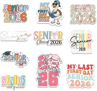 (10pcs) Senior 2026 Sticker Pack, Cute Girly High School Graduation Stickers for Students, Waterproof Class of 2026 Gift, College Student Laptop Planner Tablet Kindle Car Decor (Senior 14, 3 Inches)