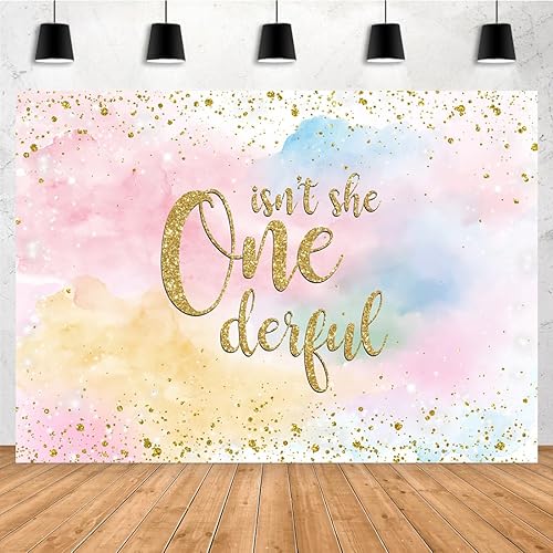 Aperturee Fondo bohemio de 5 x 3 pies para fiesta de primer cumpleaños, diseño de lunares dorados, decoración de cumpleaños con texto en inglés