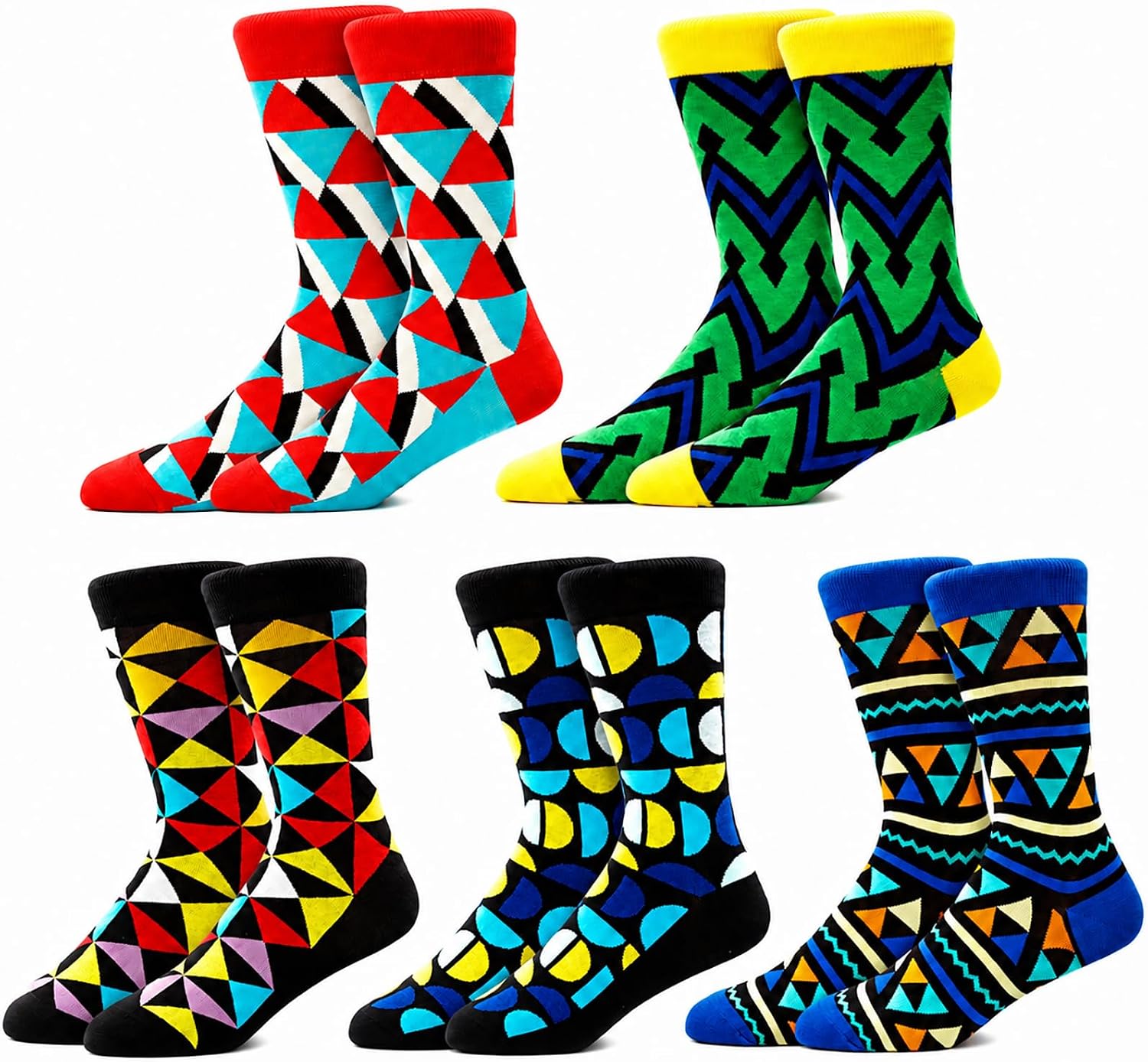 Mens Fun Colorful Patterned Crew Socks Funny Novelty Dress Socks