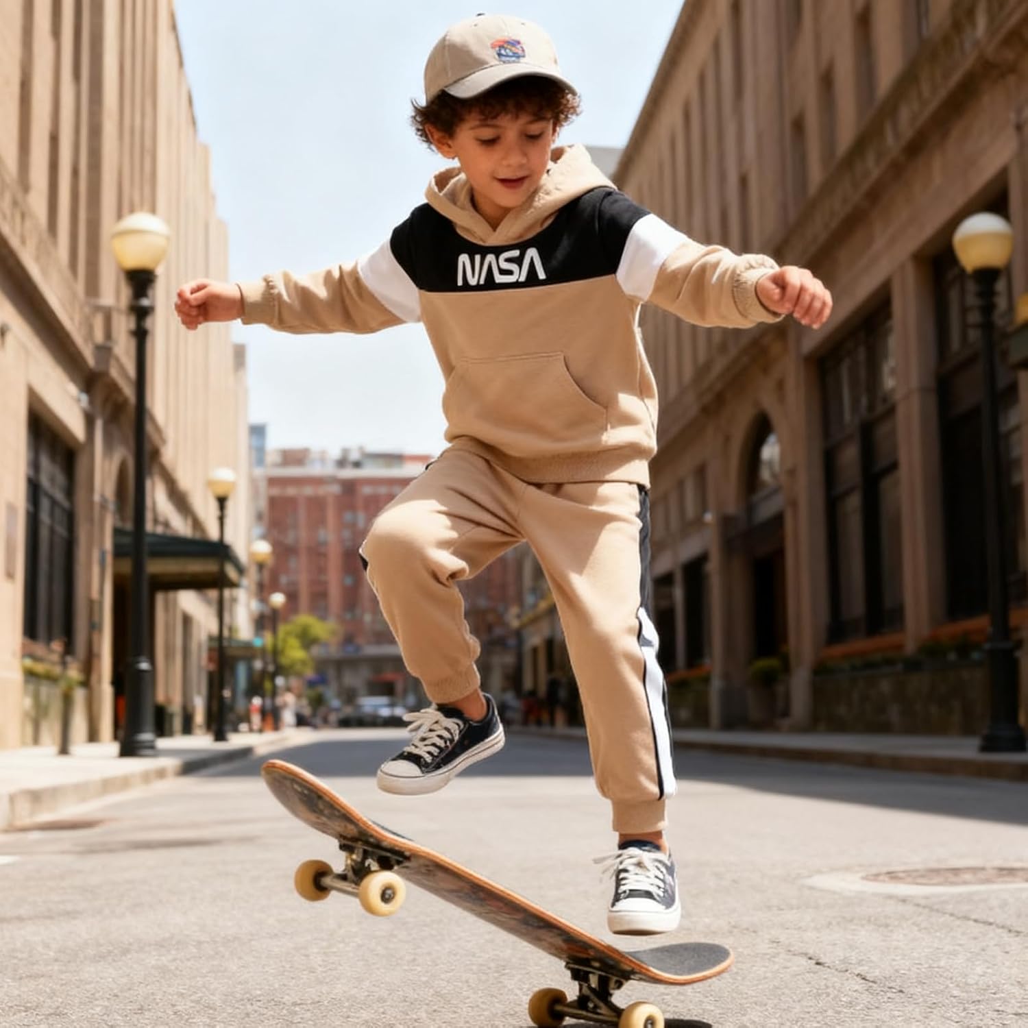 2-6T Toddler Baby Boy Clothes Long Sleeve Hooded Pullover Colorblock Sweatshirt + Pants 2pcs Fall Winter Outfit Set - Image 4