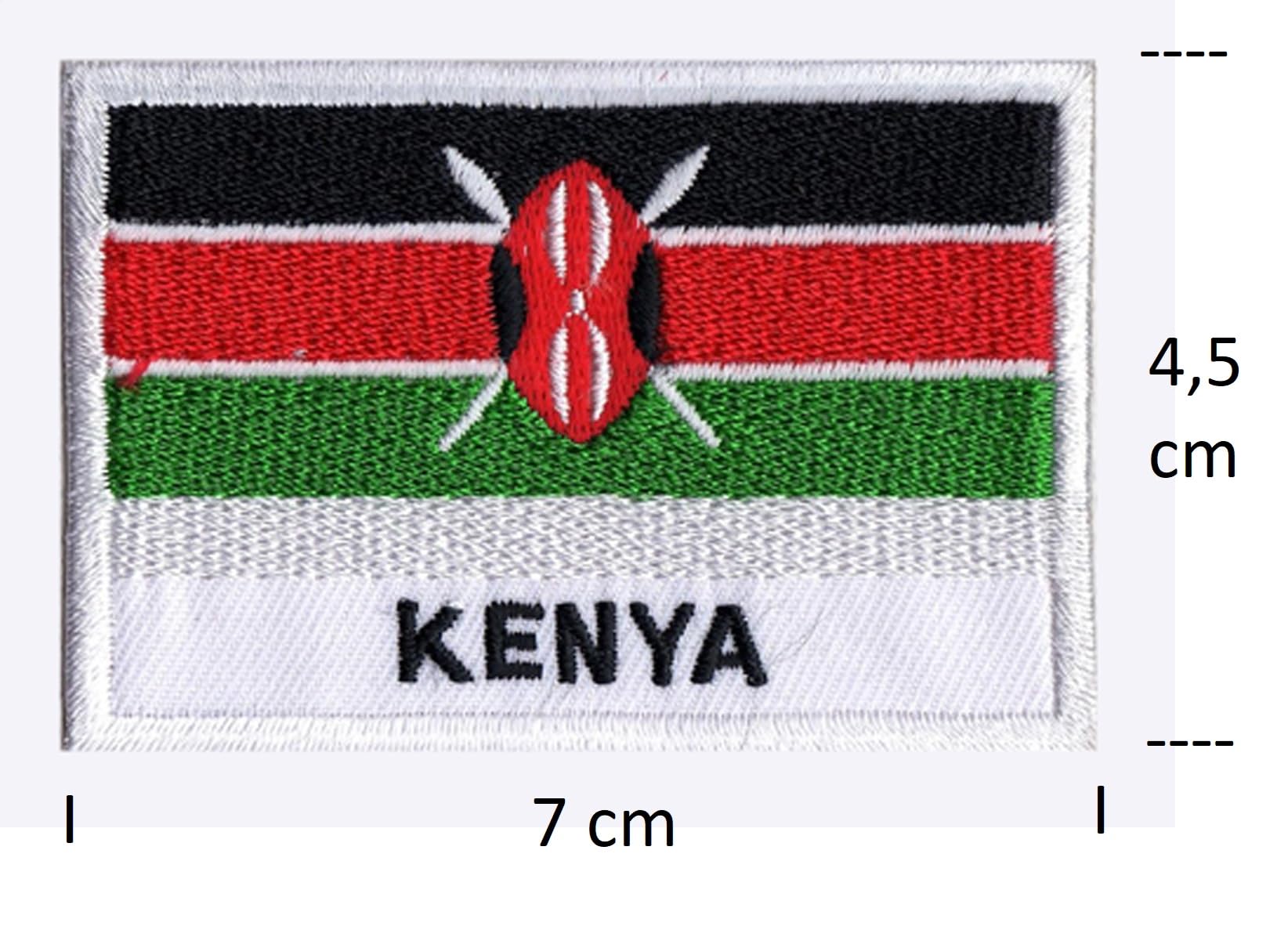 Bestickter Aufnäher Kenia Flagge – 7x4,5 Cm, Aus 100% Polyester, Zum Aufbügeln Oder Aufnähen, Waschbar Bis 40°C