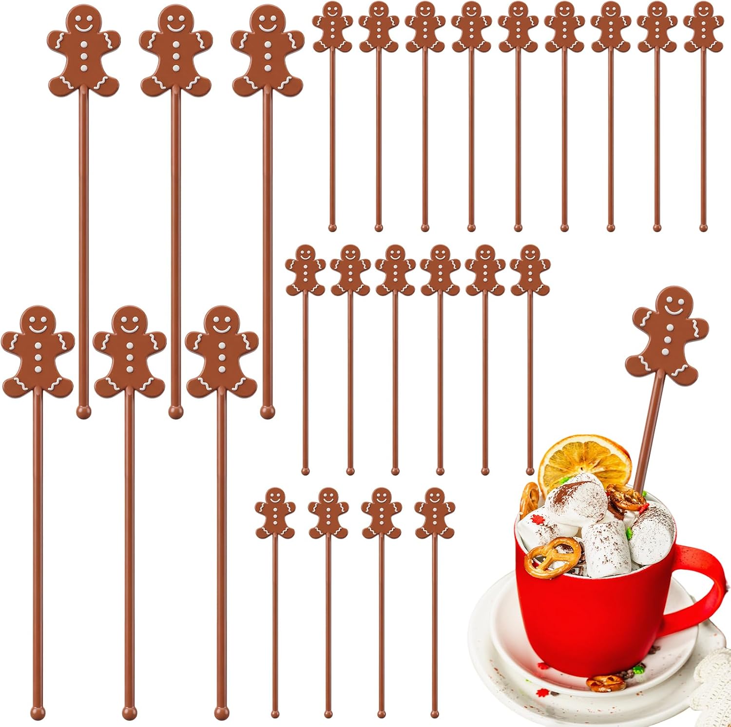 Potchen 120 Pcs Snowflake Drink Stirrers Plastic,Bow,Red | Winter Party Swizzle Sticks for Hot Cocoa Bar, Coffee Cocktail Beverage Stirrer, Disposable Holiday Decoration Supplies